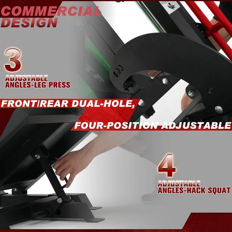 RitFit Gazelle Pro 3-in-1 Leg Press & Hack Squat Machine - High-Tensile Steel, 2000 lb Capacity, Adjustable Angles with Weight Storage