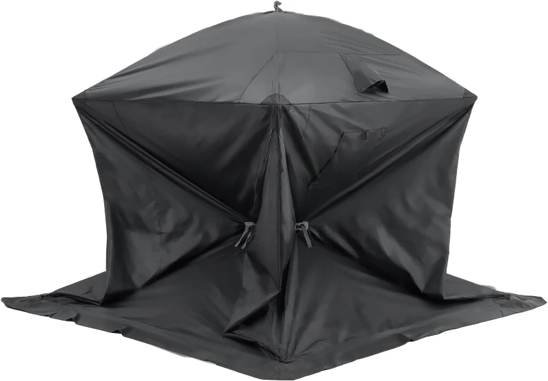 VEVOR Pop-Up Ice Fishing Shelter — Hub-Style Portable Tent, Insulated or Non-Insulated Options, Waterproof 300D Oxford Fabric, Includes Anchors, Ropes & Carry Bag (90 x 90 x 80 in)