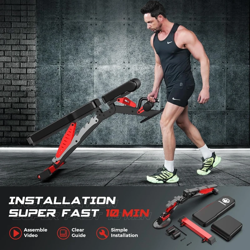 Pooboo Adjustable Weight Bench for Home – Heavy-Duty Strength Training Bench 1500 LBS Capacity, Flat/Incline/Decline for Full-Body Workouts