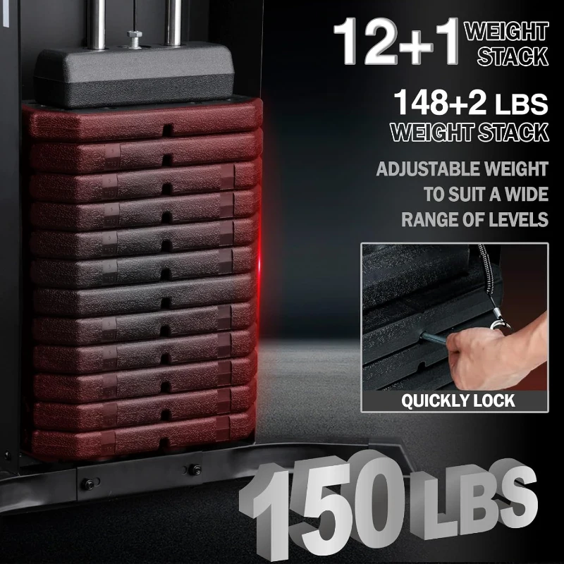 Mikolo All-in-One Home Gym Station with 150 lb Weight Stack — Multifunctional Full-Body Strength Trainer