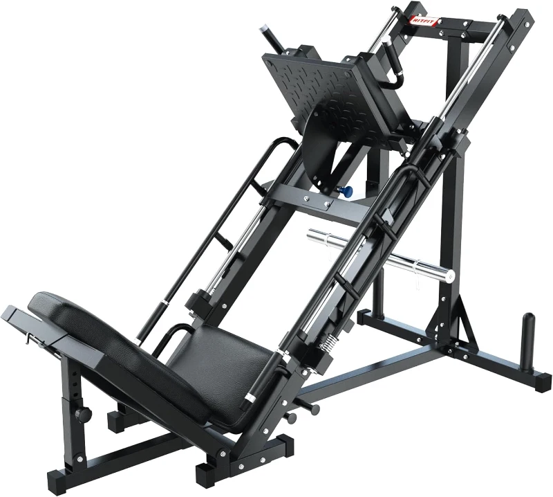 RitFit Leg Press & Hack Squat Machine – Adjustable Home Gym Plate-Loaded Trainer with Linear Bearings and Weight Storage