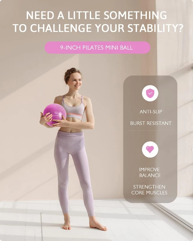 LIONSCOOL 14"" Pilates Ring Set — Anti-Deformation Magic Circle with Padded Handles, 9"" Mini Ball, 3 Fabric Resistance Bands, Guide & Bag