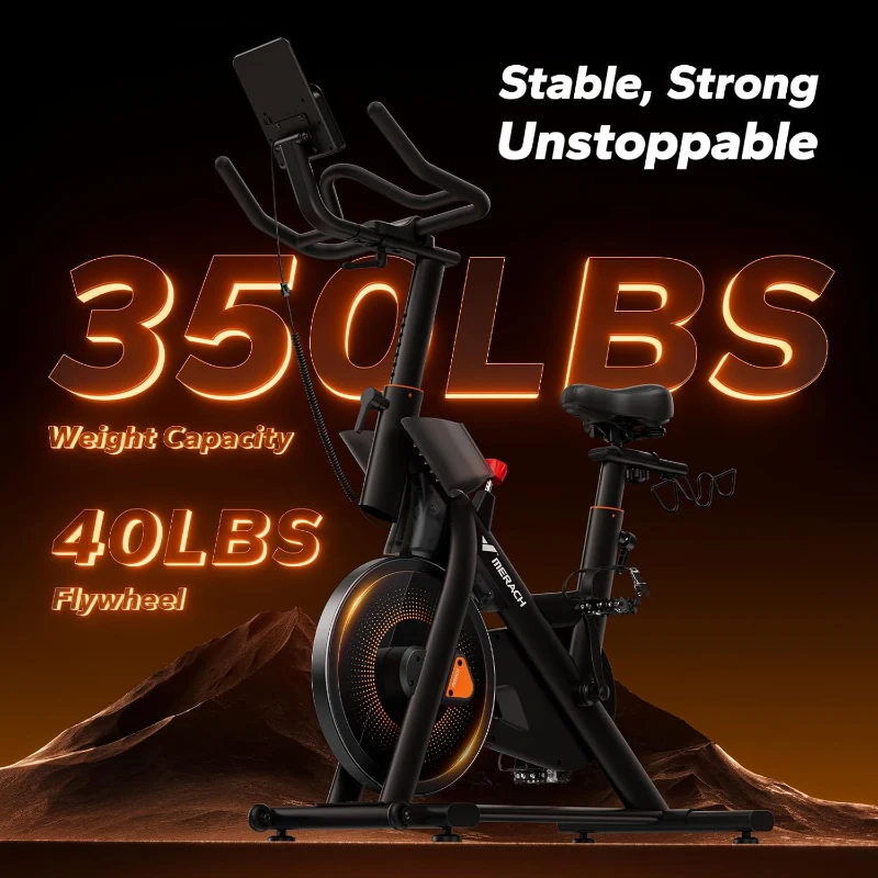 MERACH Self-Powered Magnetic Exercise Bike — 40 lb Flywheel, 350 lb Capacity, Auto-Adjust Resistance & App Connectivity