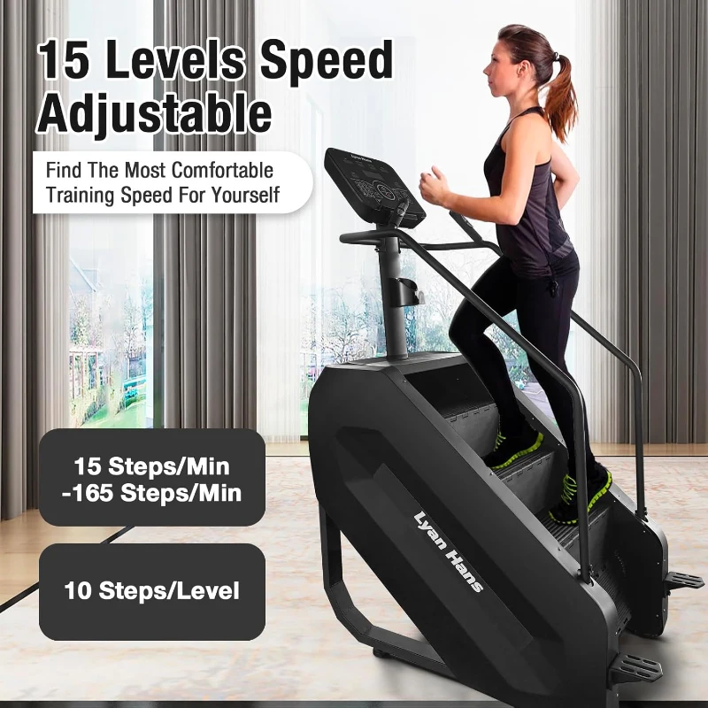 Commercial Stair Stepper with LED Display — 15 Speed Levels, 15–165 Steps/Min, 660 lb Capacity