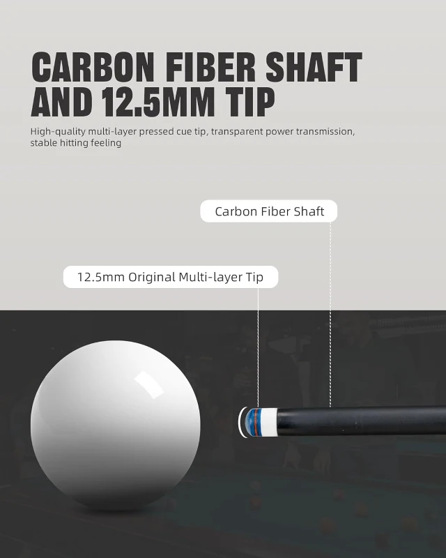 CRICAL 58-inch Carbon Fiber Pool Cue – Professional Low-Deflection Cue with 3/8×8 Pin Joint and 12.5mm Tip