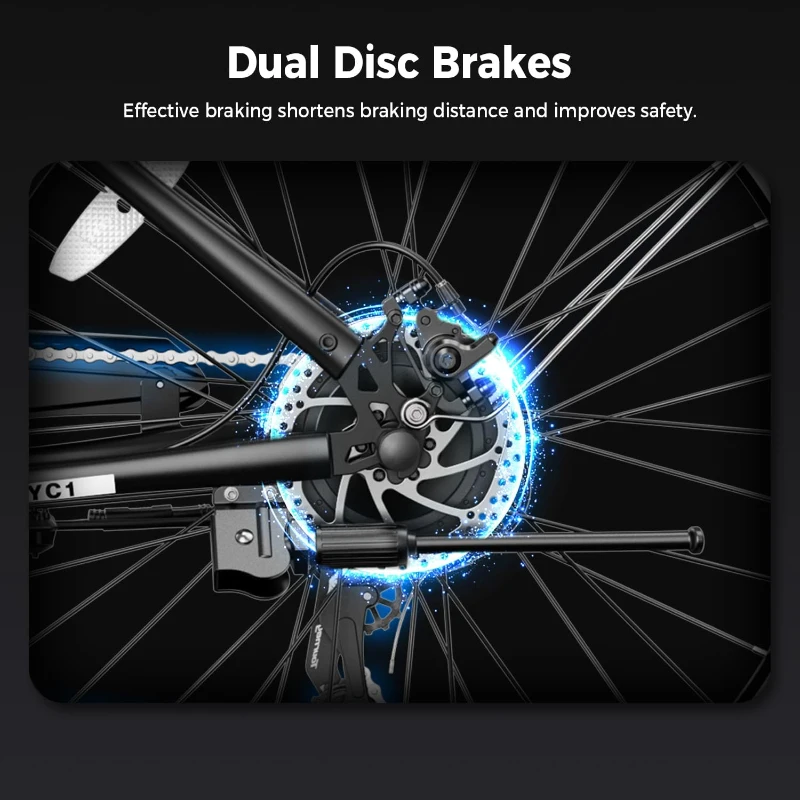 26"" YOLOWAY Commuter Electric Bike for Adults, Peak 1000W Brushless Motor, Up to 25 MPH, Removable 36V 10Ah (≈375Wh) Battery, 7-Speed, Front Suspension, ~40+ Mile Range