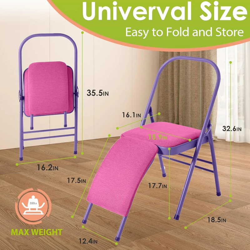 BODY RHYTHM Yoga Support Chair with Lumbar Backrest for Core & Abs, Handstand Balance, Flexibility, Strength Training and Back Pain Relief