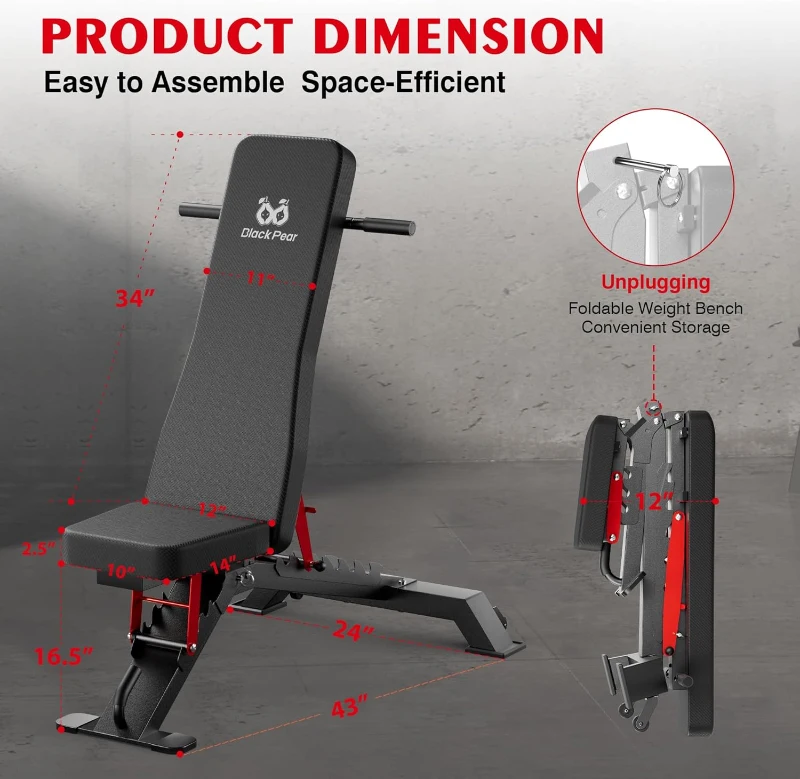 Adjustable Heavy-Duty Workout Bench – 1300 lb Capacity Incline/Flat/Decline Bench with Wheels and Quick Setup