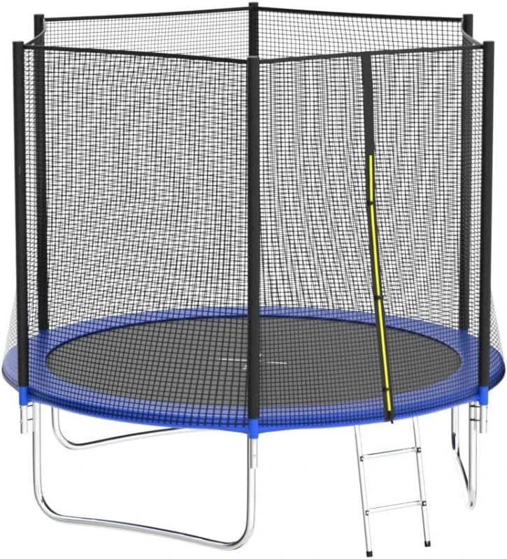 AOTOB Outdoor Trampoline with Enclosure Net, Basketball Hoop, Heavy-Duty PP Jump Mat, Spring Padding, Storage Bag & Ladder — 15 ft
