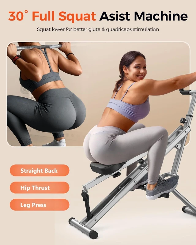 Sportsroyals Squat Machine — Foldable Ride & Rowing Trainer for Glutes, Thighs & Core with Adjustable Resistance (350 lb Capacity)