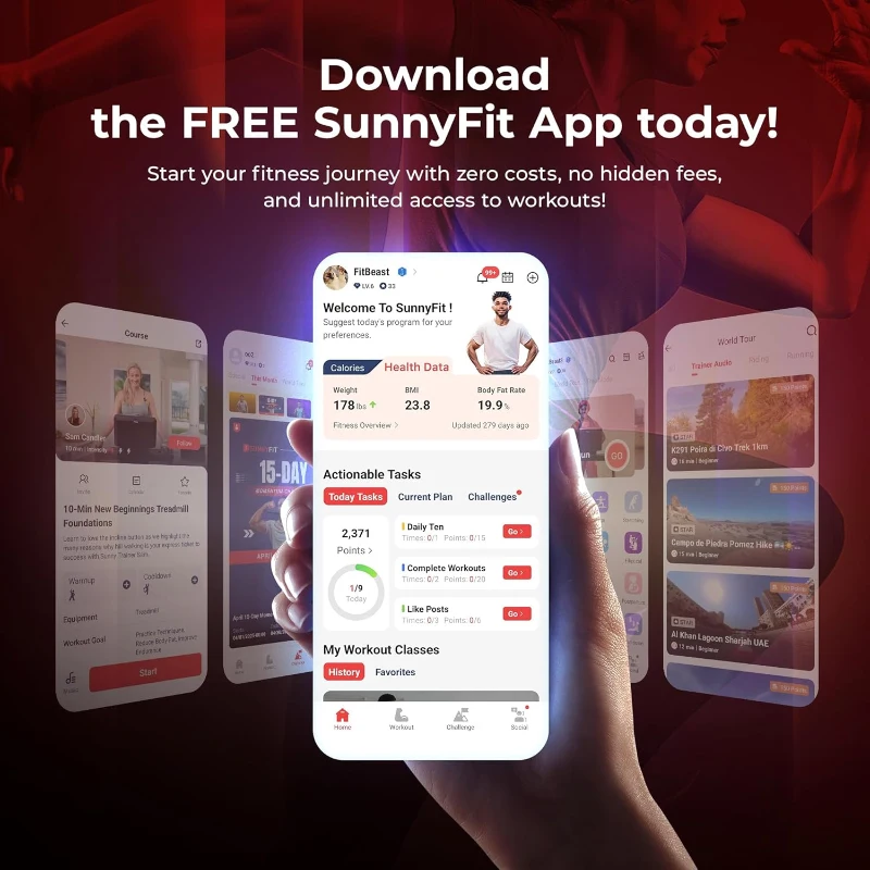 Sunny Health & Fitness Twist Stepper with Handlebar — Compact Low-Impact Cardio Stepper with Bluetooth App Connectivity