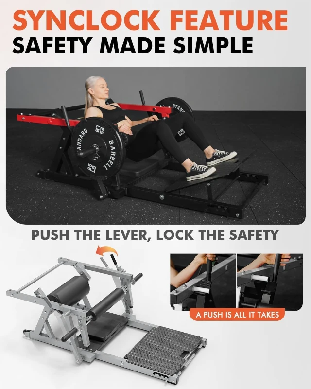 GMWD HRTQ Plate-Loaded Hip Thrust Bench, 800 lb Capacity Glute Builder with Weight Holders, Scratch-Resistant Sleeves and Adjustable Footboard