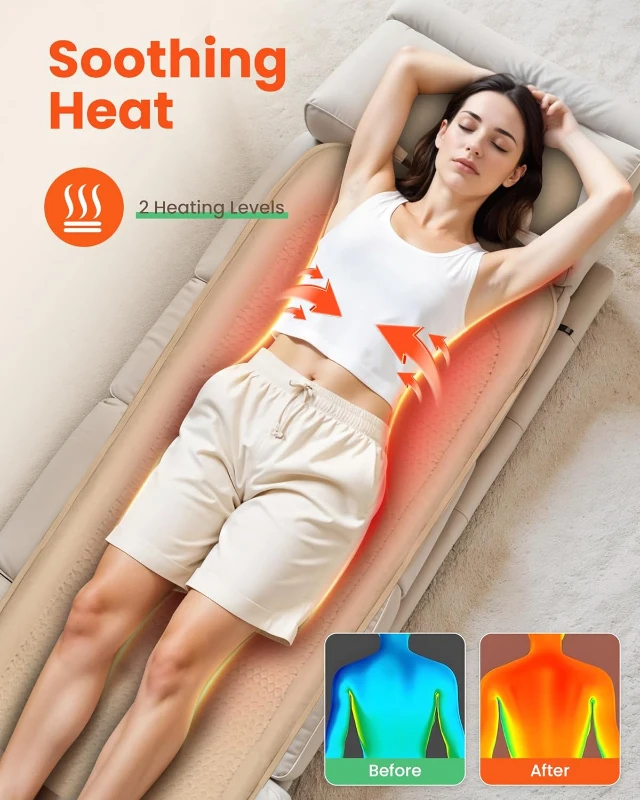 Full-Body Vibration Massage Mat with Heat — 10 Motor Back Massager Pad, 5 Modes, 3 Intensities, Foldable & Portable, Ideal Gift