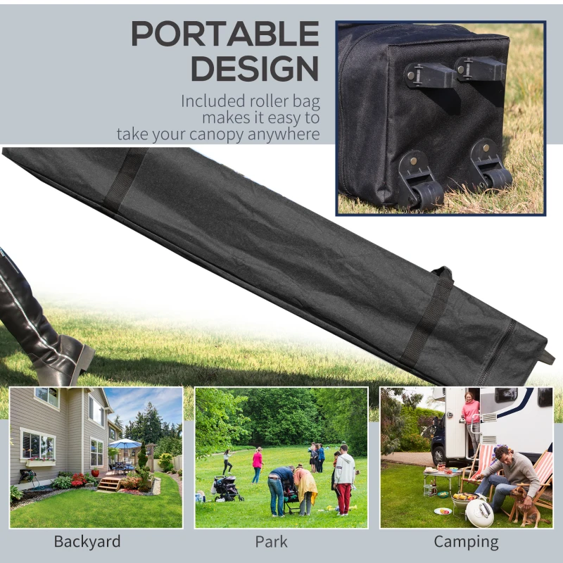 Outsunny 10&#39; x 10&#39; Pop Up Canopy Tent with Adjustable Height, 1 Sidewall, and Wheeled Carry Bag for Outdoor, Garden, Patio, White