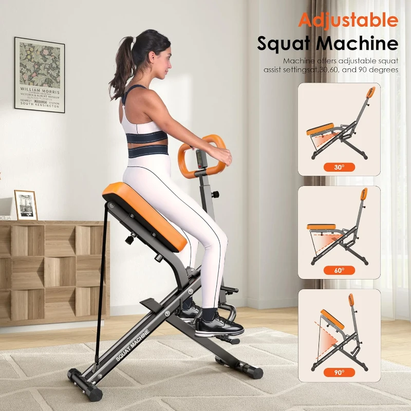 SogesHome Foldable Row & Squat Machine for Home — Full-Body Exercise with Adjustable Resistance Bands for Women, Targets Glutes & Abs, Supports 330 lbs
