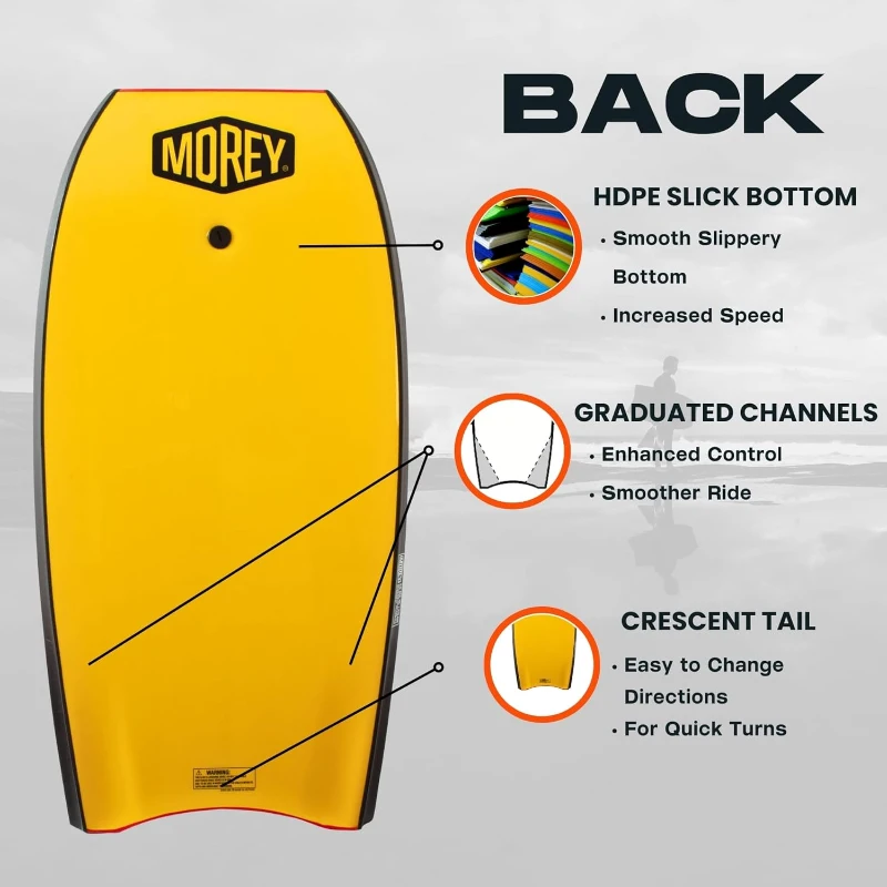MOREY Cruiser 42.5"" Original Bodyboard (2025 Model) – HDPE Slick Bottom, IXLPE Deck
