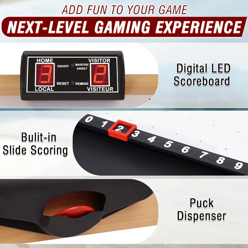 Folding Indoor Air Hockey Table with 12V Fan Motor and LED Electronic Scoreboard — Includes 2 Pucks & 2 Pushers, Perfect for Kids & Adults