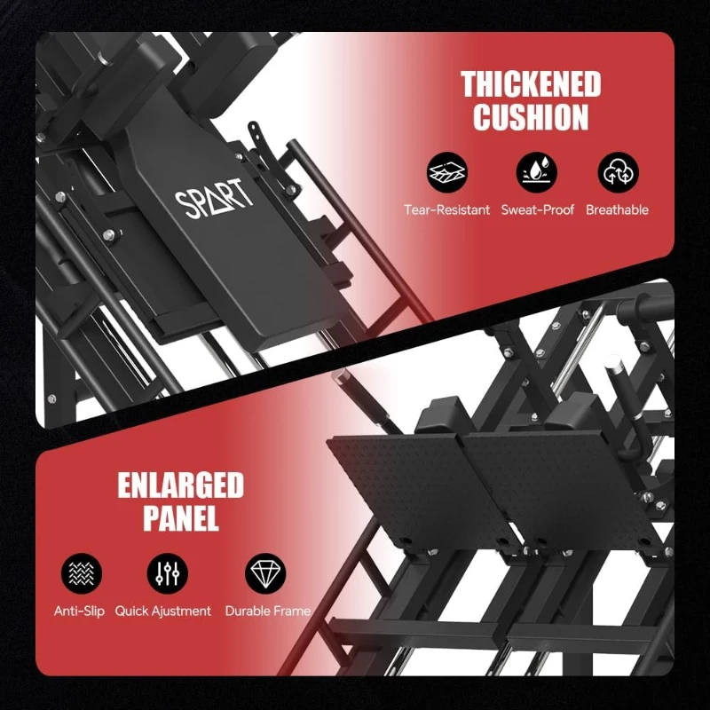 SPART 5-in-1 ISO Leg Press & Hack Squat Station with Linear Bearings, Adjustable Hack Squat and Calf Raise, Commercial Leg Machine with Weight Storage and Band Pegs