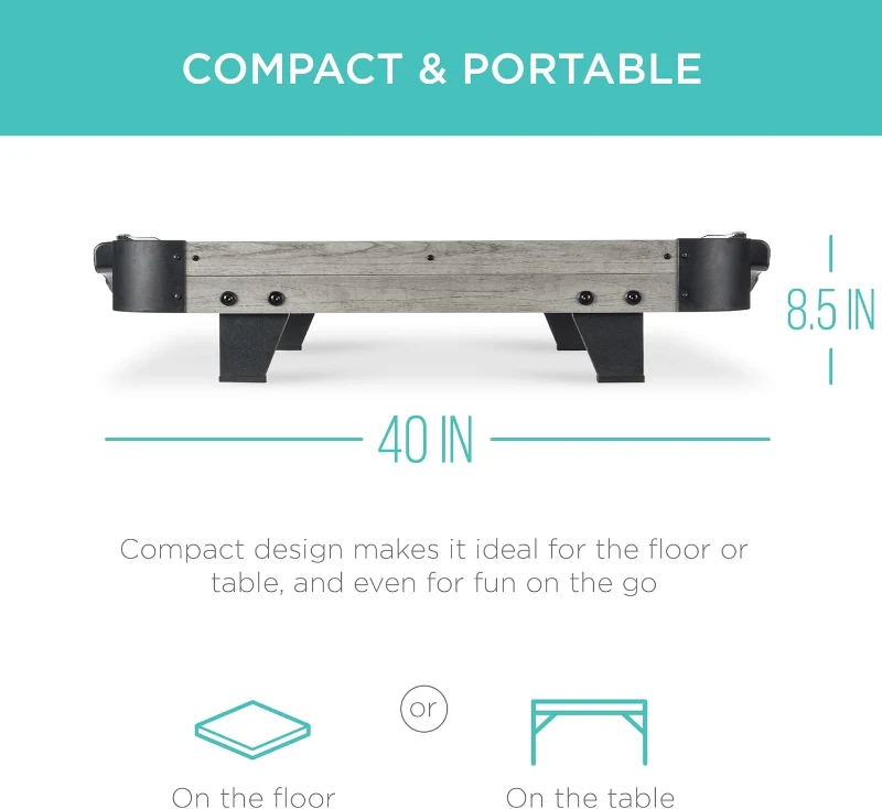 Best Choice Products 40"" Portable Tabletop Air Hockey Arcade — 100V Fan Motor, Compact Design, Includes Paddles & Pucks