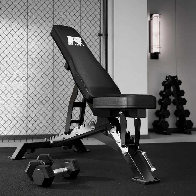 RITFIT Adjustable Weight Bench — Multi-Position Incline/Decline/Flat Bench for Home Gym, 1300 lb Capacity
