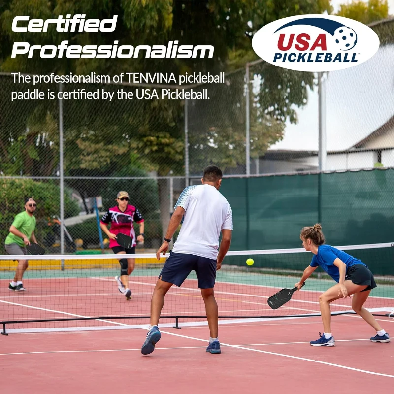 TENVINA T700SC Multi-Layer Textured Carbon Fiber Pickleball Paddle — USAPA Certified, Enhanced Power & Spin, 4 Shape/Thickness Choices