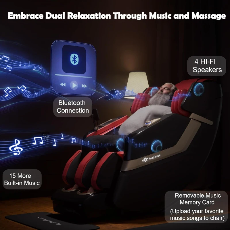 KZ-313 (2026) Full-Body Heated Jade Roller Massage Chair with Deep Zero Gravity, Extended SL-Track, 12 Auto Modes, 6 Custom Programs, Backlit Touchscreen, Voice Control & Wireless Charger