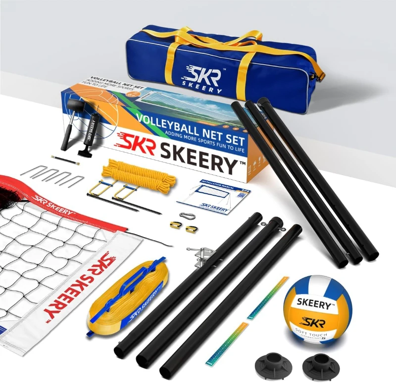 Outdoor Heavy-Duty Volleyball Net Set with Anti-Sag Design, Adjustable Aluminum Telescoping Poles, Portable for Backyard, Grass & Beach