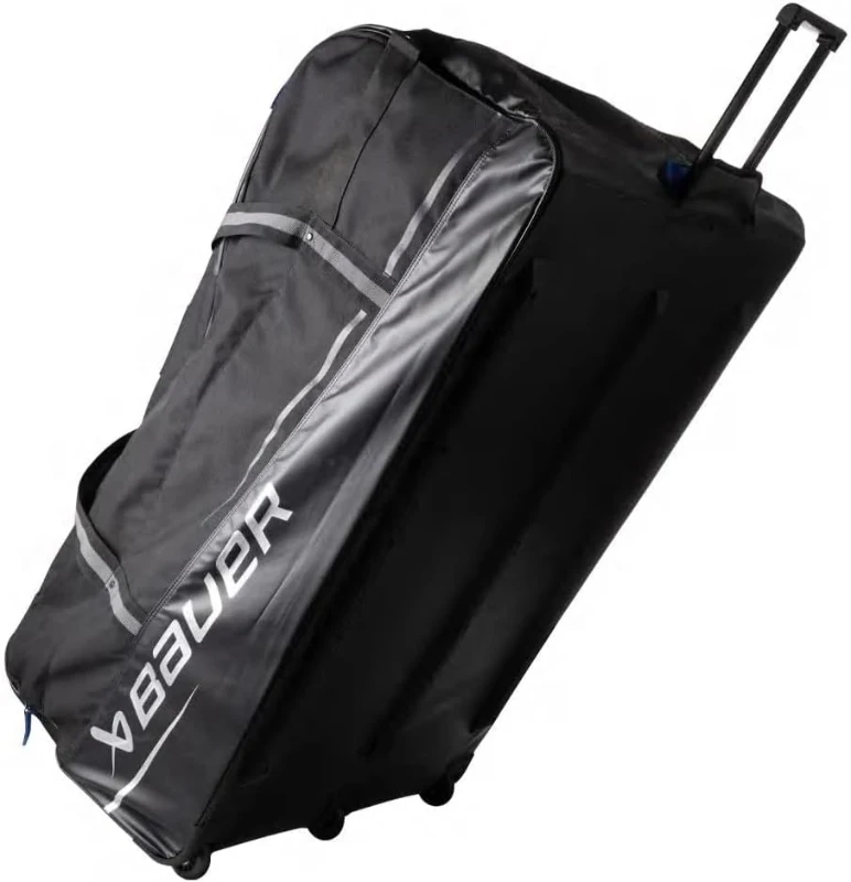 Bauer '24 Premium Wheeled Goalie Bag — 42"" x 25"" x 20"" with Reinforced Base, Extension Handle and 3 Wheels