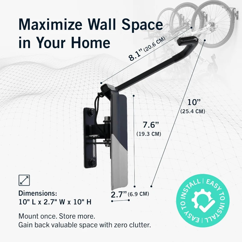 StoreYourBoard Wall-Mounted Swivel Bike Rack – Vertical Garage Hanger with 120° Rotating Arm & Adjustable Stopper – Space-Saving Mount for Kids Bikes, BMX and E-Bikes