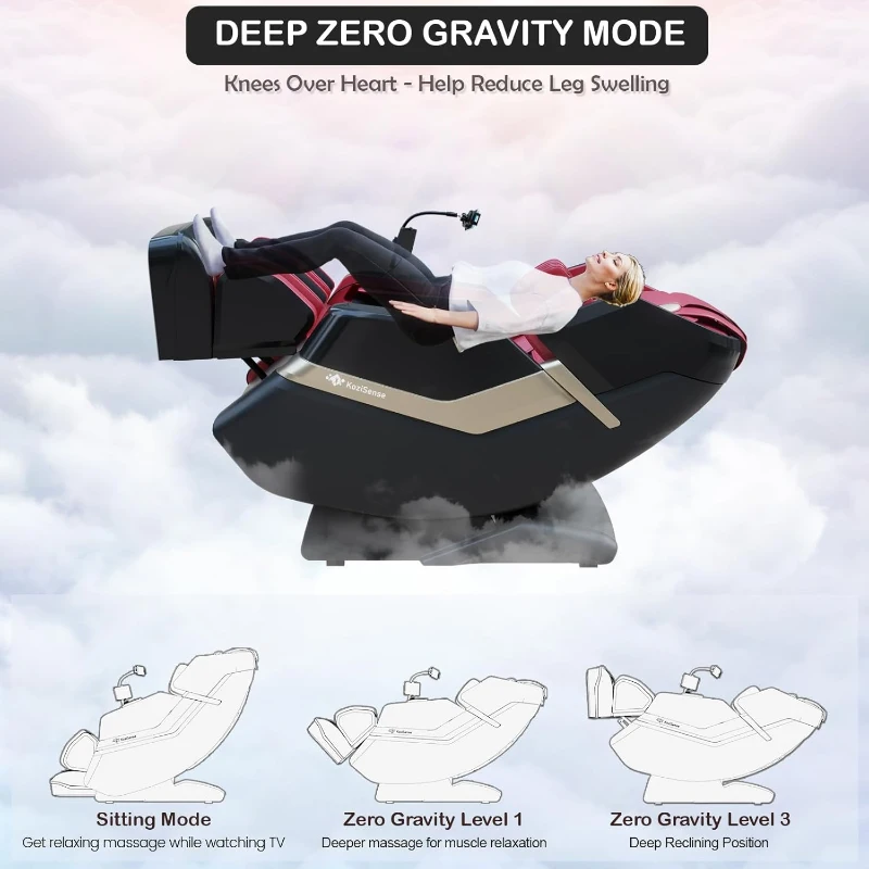 KZ-313 (2026) Full-Body Heated Jade Roller Massage Chair with Deep Zero Gravity, Extended SL-Track, 12 Auto Modes, 6 Custom Programs, Backlit Touchscreen, Voice Control & Wireless Charger