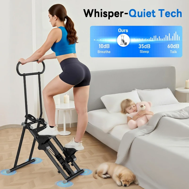 ERGOLIFE Foldable Stair Stepper — 6-Level Adjustable Resistance Stair Climber for Home Gym, 350 lb Capacity, Low-Noise Cardio Machine