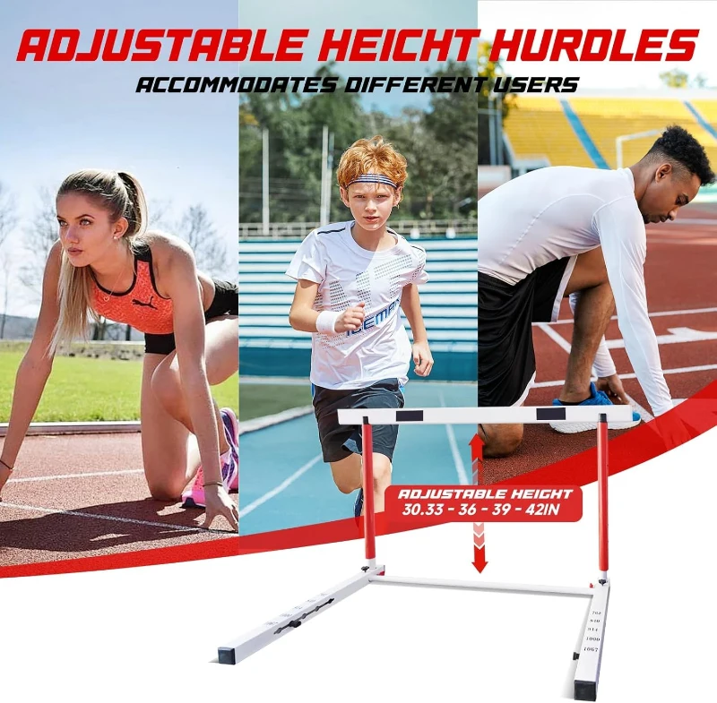 DRKSBesto Adjustable Track & Field Hurdles with Counterweight – Heavy-Duty, Height 30–42 in for Multi-Sport Training
