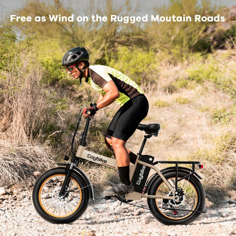 1000W Folding Electric Bike — 48V 20Ah Removable Battery, 750W Nominal/1000W Peak Motor, 20"" Fat Tires, 30+ MPH, Up to 80 Miles, Foldable Commuter Ebike