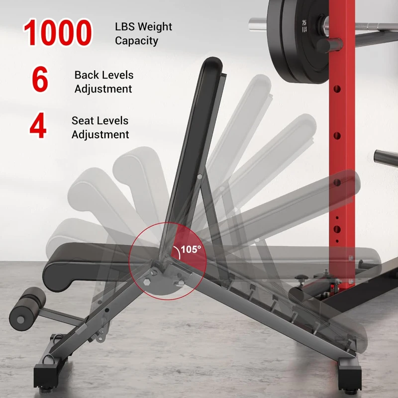 C1-V4 Power Cage 2000LB Squat Rack with Lat Pulldown - Multi-Function Strength Training Cage with Attachments for Home or Garage