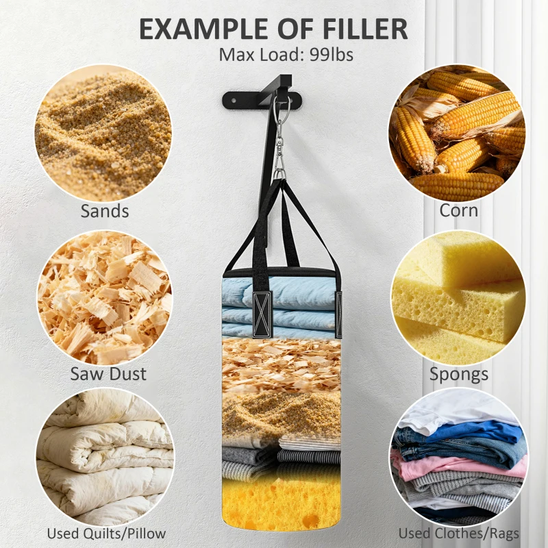 Soozier Heavy Bag Wall Mount Set, Unfilled Punching Bag Hanger with Boxing Gloves for Muay Thai and MMA Training