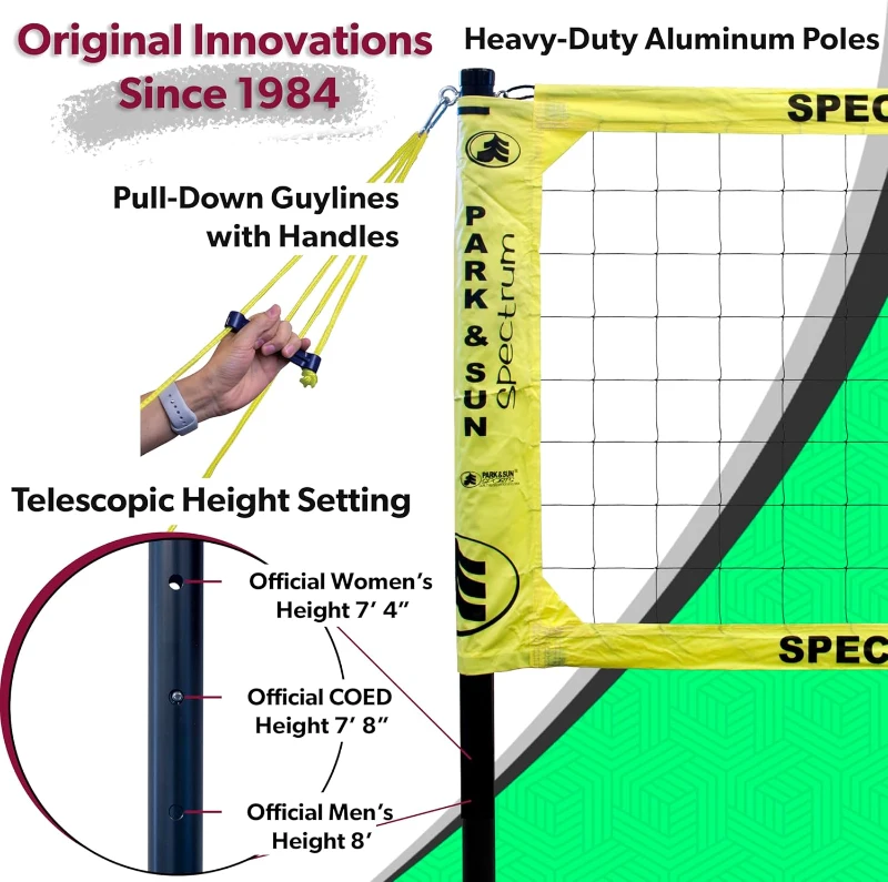 Park & Sun Sports Spectrum Classic Adjustable Professional Outdoor Volleyball Net System