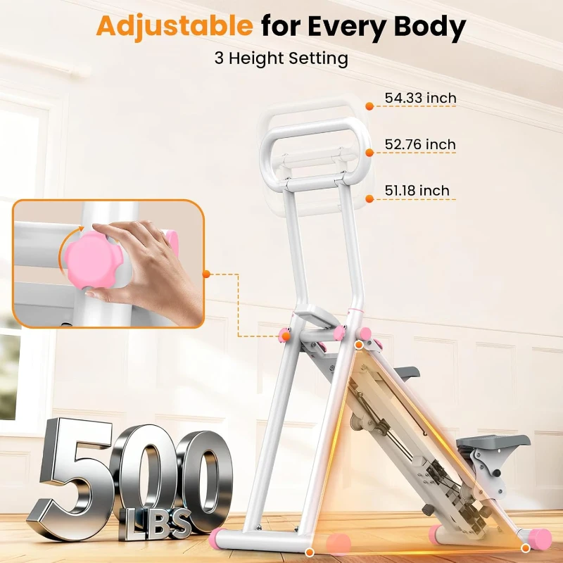 HXD-ERGO Foldable Stair Climber with Adjustable Handlebar, 6-Level Resistance Stair Stepper, Quiet Home Workout Machine