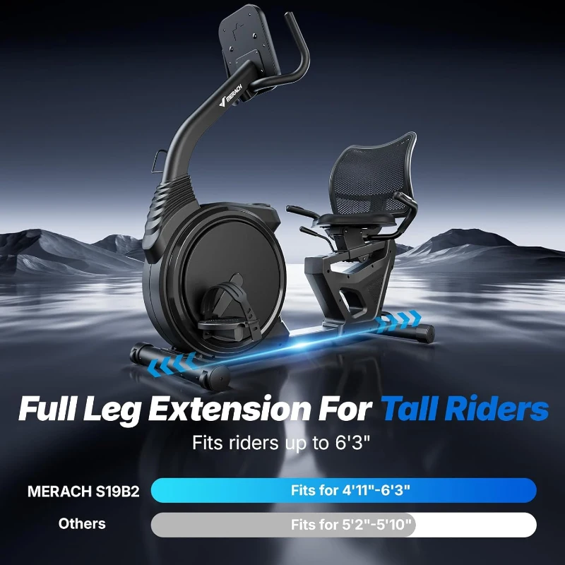 MERACH High-End Magnetic Recumbent Exercise Bike with Smart Bluetooth, App-Controlled Auto-Resistance, LCD & Heart Rate Handles