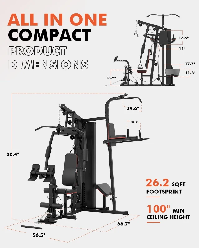 Mikolo Home Gym Station — Multifunctional Full-Body Workout Machine with 150 lb Weight Stack, Over 90 Exercises