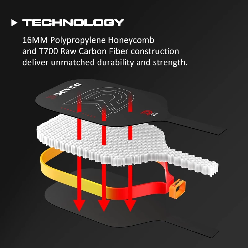 DGYGQ Carbon Fiber Pickleball Paddle — Professional Honeycomb-Core Racket for Lightweight Precision, Shock Absorption & Spin