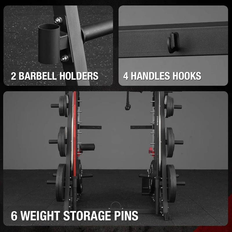 Mikolo M4 Smith Machine 2200 lb Capacity Squat Rack with Lat Pulldown & Cable Crossover, Includes Leg Hold-Down Attachment