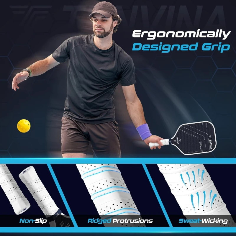 TENVINA Multi-Layer T700SC Pickleball Paddle – K29 Aramid & Carbon Hybrid Face, Textured KAMS Surface, 4 Shapes/Thicknesses, USAPA Approved