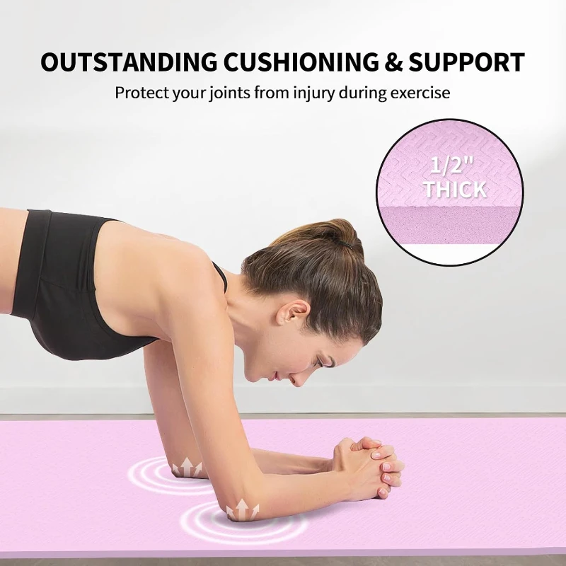 Hatha Extra-Long TPE Yoga Mat 79"" x 40"" x 1/2"" Thick — Non-Slip Exercise & Fitness Mat