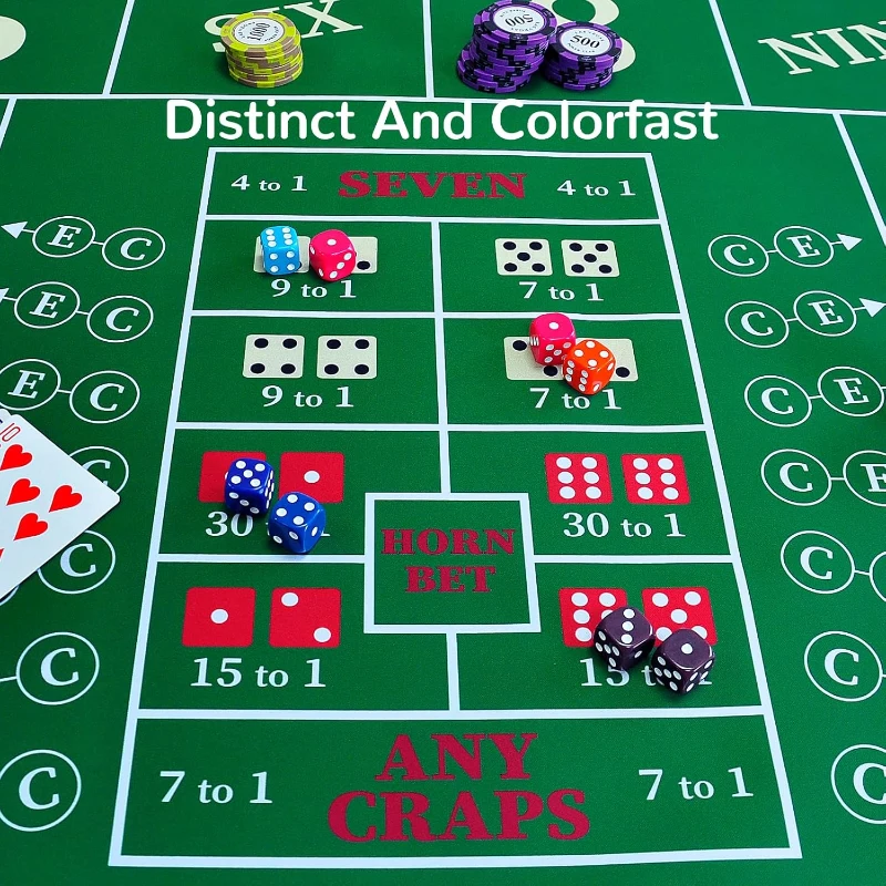70"" x 35"" Upgraded Waterproof Casino Craps Tabletop Layout Mat with Carrying Bag, Anti-Slip Rubber Top Cover for Parties and Home Game Nights