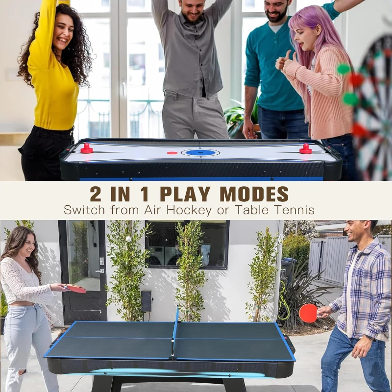 5-Foot 2-in-1 Air Hockey & Table Tennis Combo Table with Accessories