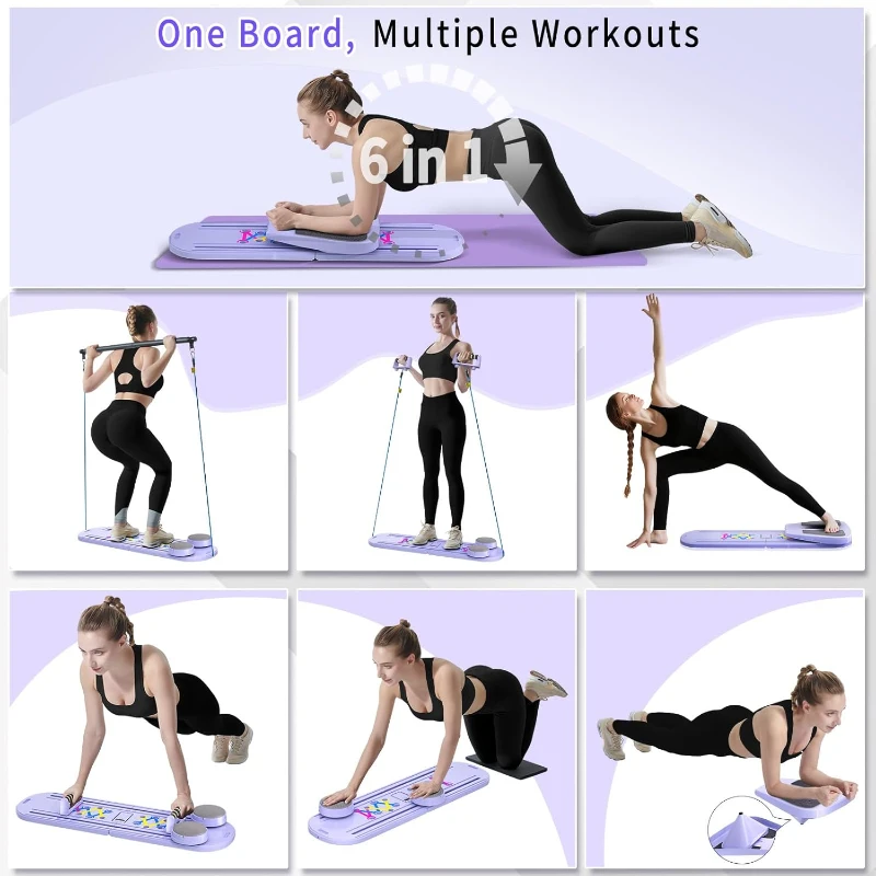 ORWIPO Foldable Pilates Reformer Board with Built-In Timer — Portable Multifunctional Home Pilates Machine