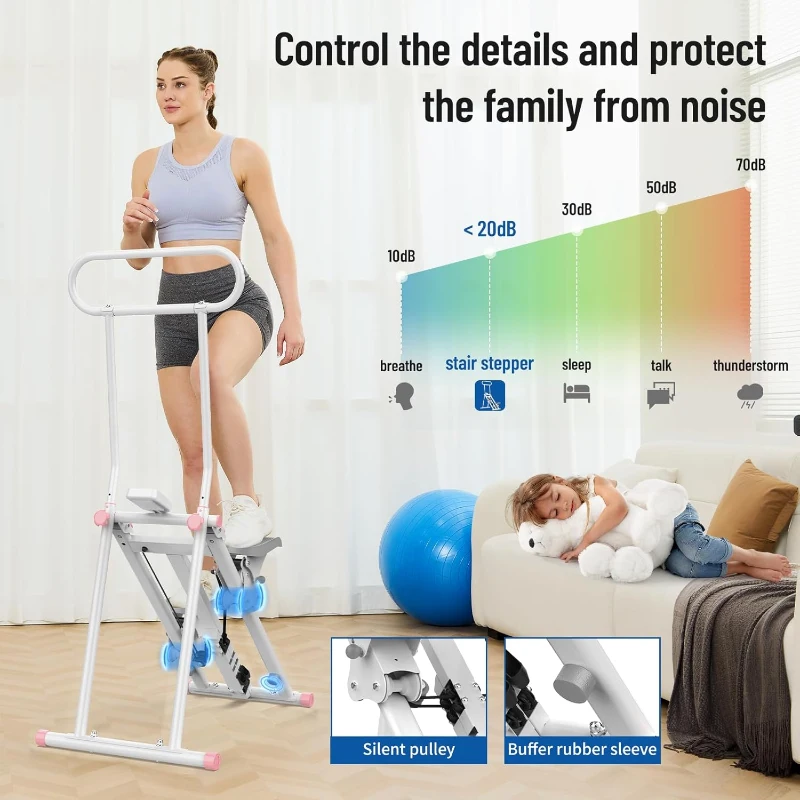 HXD-ERGO Vertical Climber Stepper for Home, Updated Model with 6 Resistance Levels and Adjustable Handlebars, Foldable Stair Climber for Total-Body Cardio
