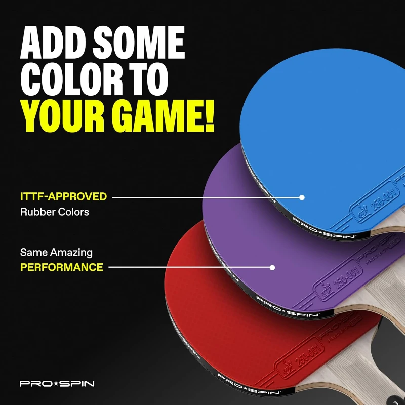 PRO-SPIN Carbon Table Tennis 4-Pack — Pro-Level Rackets with 7-Ply Blade, ITTF Rubber, 2.0mm Sponge (2 Blue + 2 Red)