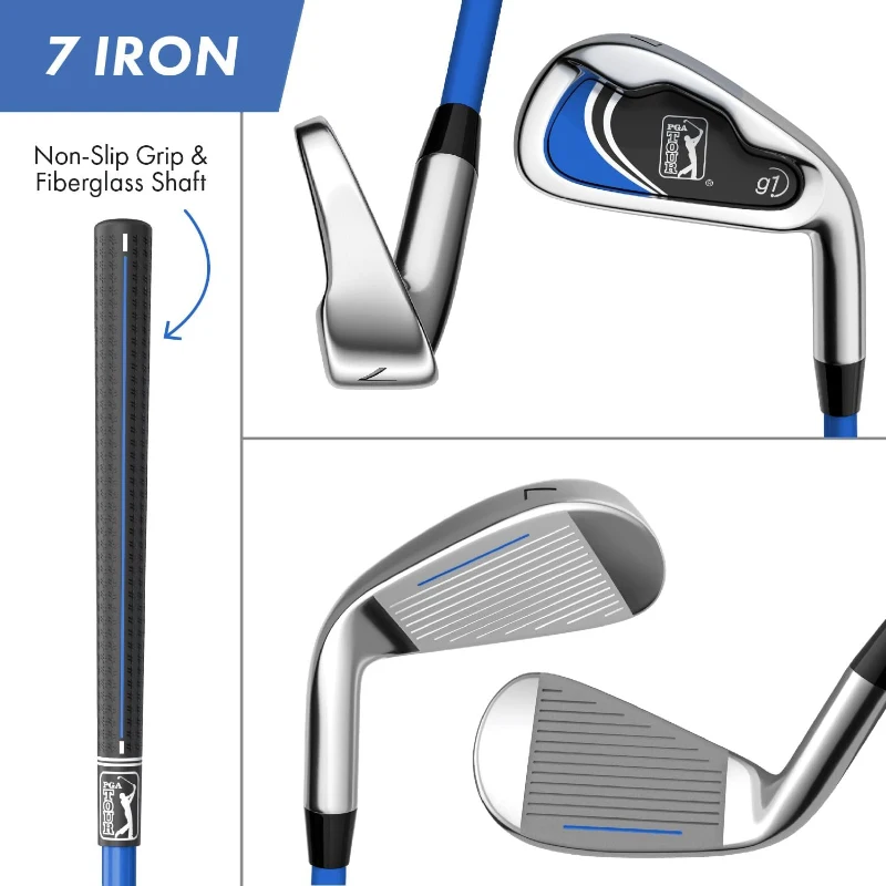 PGA TOUR Youth 10-Piece Golf Set for Ages 8–12 & 12+, Right or Left-Handed – Lightweight Clubs with Stand Bag