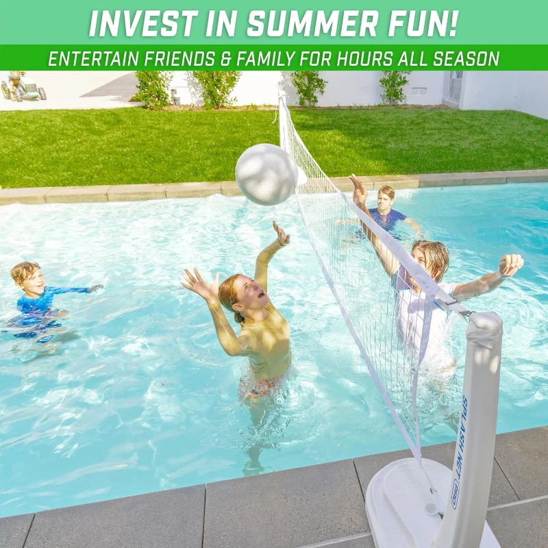 GoSports Splash Net PRO Pool Volleyball Set - Adjustable Water Volleyball Net with 2 Water Balls and Pump, Fits Most Inground Pools